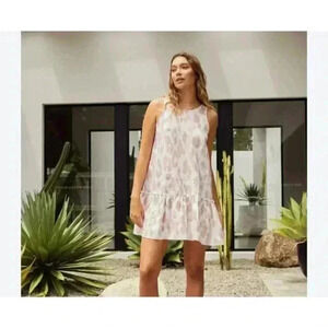 LJC Designs Annie Dress Womens Large 100% Linen Animal Print Sleeveless 1310